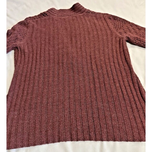 Womens Axcess SOFT Wool Blend Pullover Open Knit Sweater XL  Burgundy Maroon - Picture 12 of 13